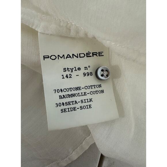 Pomandere Womens Long Sleeve Cotton Silk Top Size 42 Minimalist Lagenlook White - Picture 9 of 16